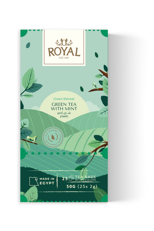 ROYAL GREEN TEA WITH MINT 100% NATURAL 25 BAGS