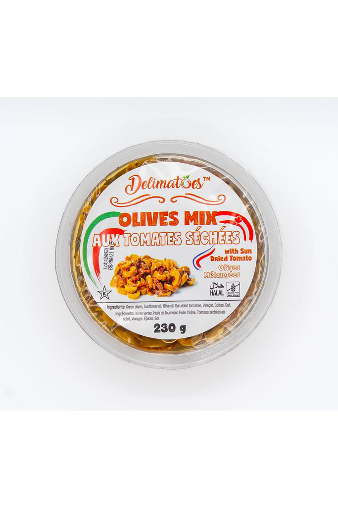 DELIMATOES OLIVE MIX WITH SUNDRIED TOMATOS 230g